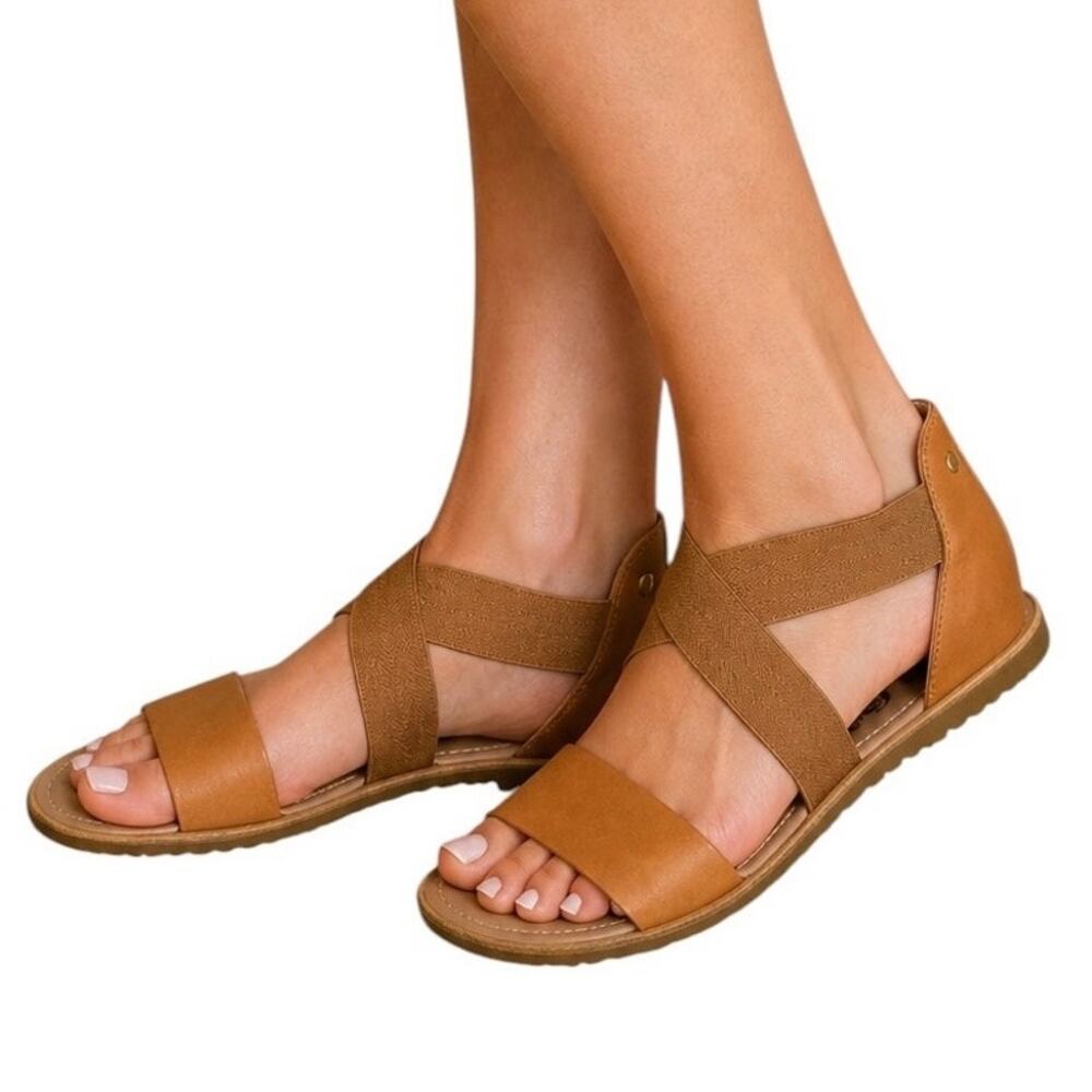 Sorel Ella Sandals 9.5‎ Brown Leather Elastic Strappy Comfort